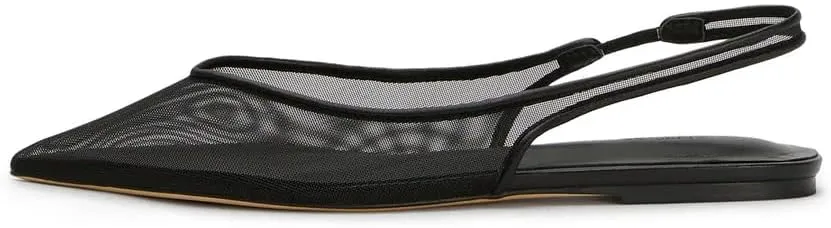 Mesh Slingback Ballet Flats Shoes for Women Pointed Toe Slip On Low Heels Casual Work Comfortable Soft