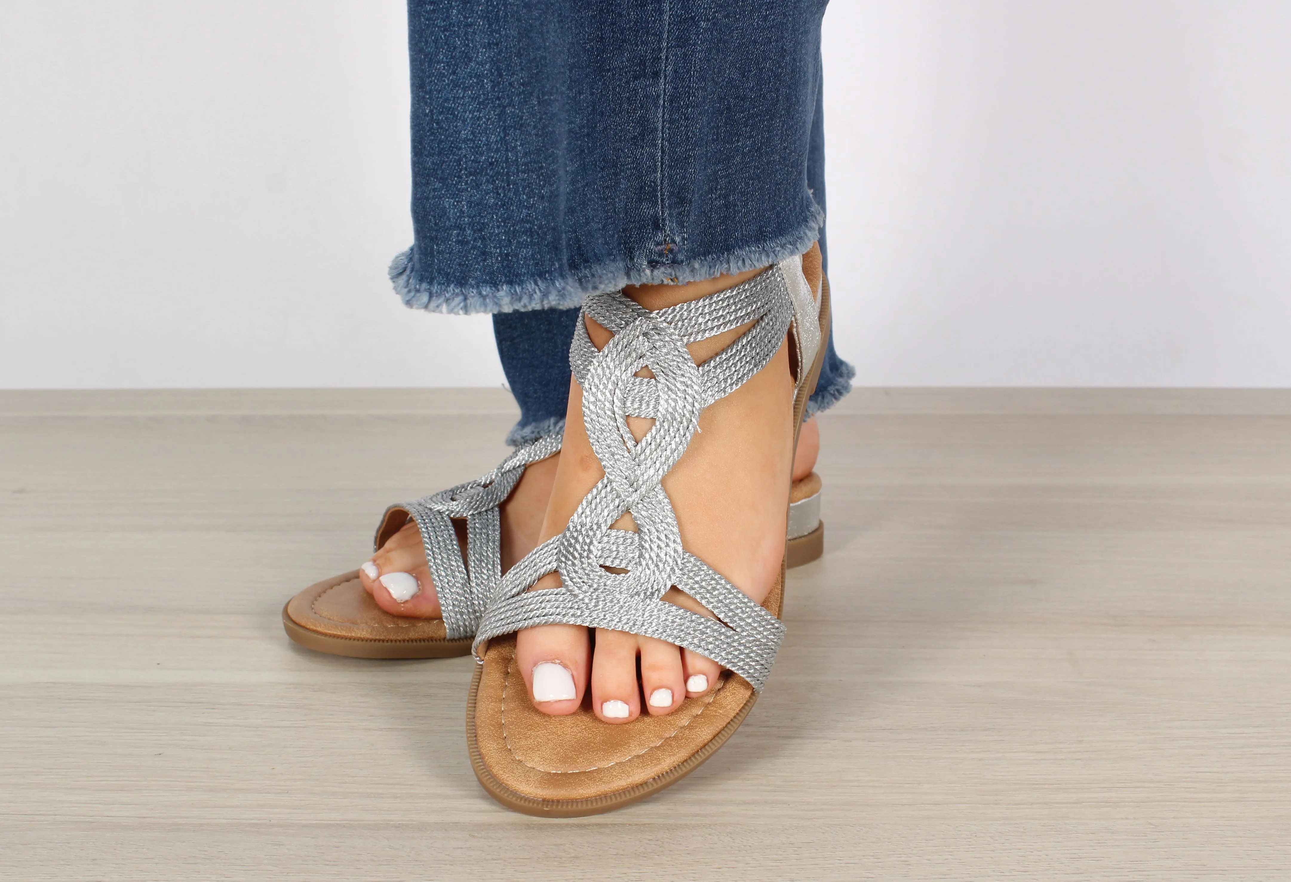 Metallic Braided Sandal