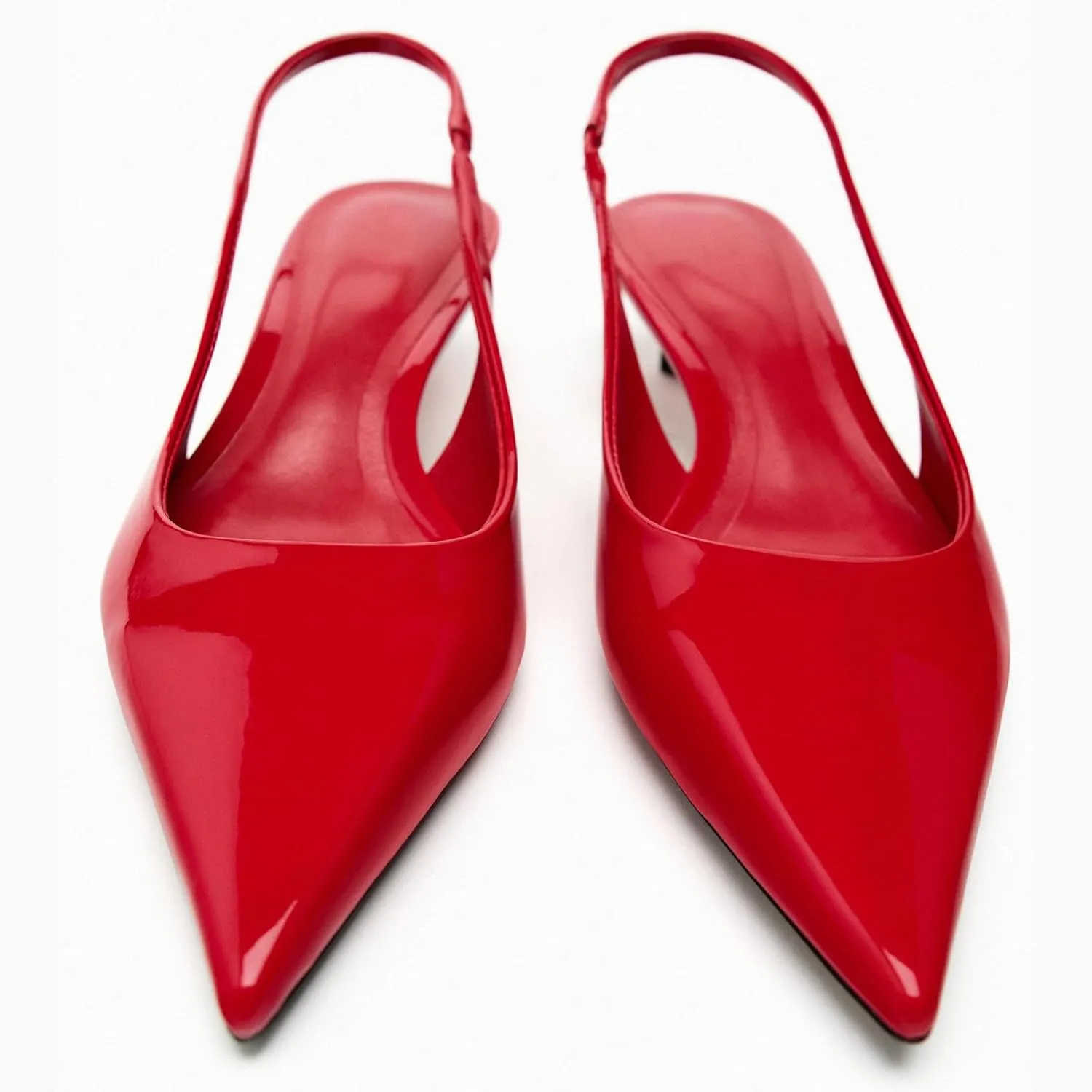 Metallic Heel Slingback Kitten Heels for Women Slip On Pointed Toe Pumps Comfortable Casual Dress Work Shoes