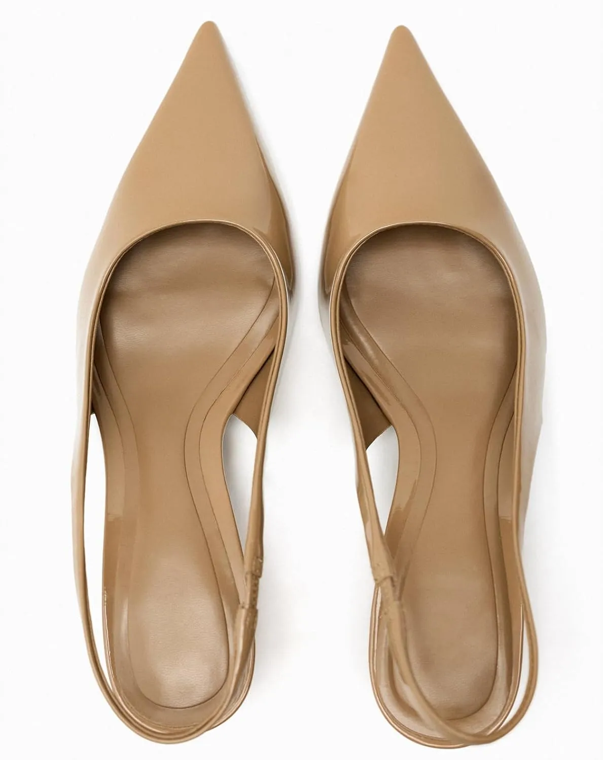 Metallic Heel Slingback Kitten Heels for Women Slip On Pointed Toe Pumps Comfortable Casual Dress Work Shoes