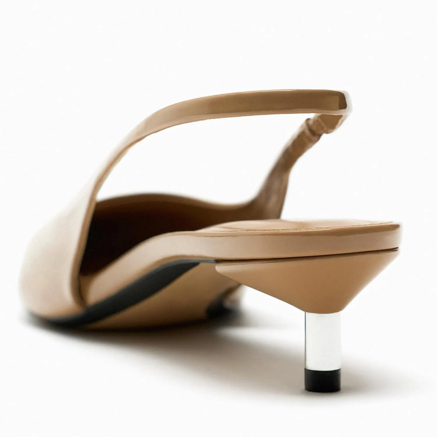 Metallic Heel Slingback Kitten Heels for Women Slip On Pointed Toe Pumps Comfortable Casual Dress Work Shoes