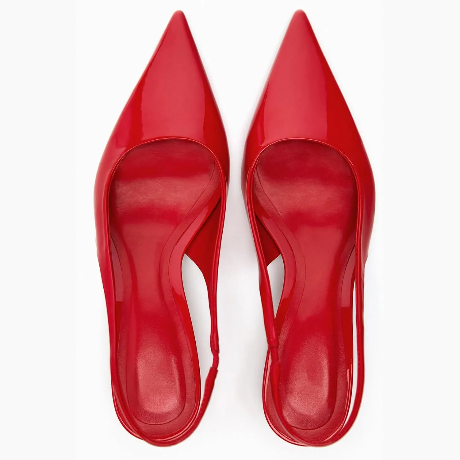 Metallic Heel Slingback Kitten Heels for Women Slip On Pointed Toe Pumps Comfortable Casual Dress Work Shoes