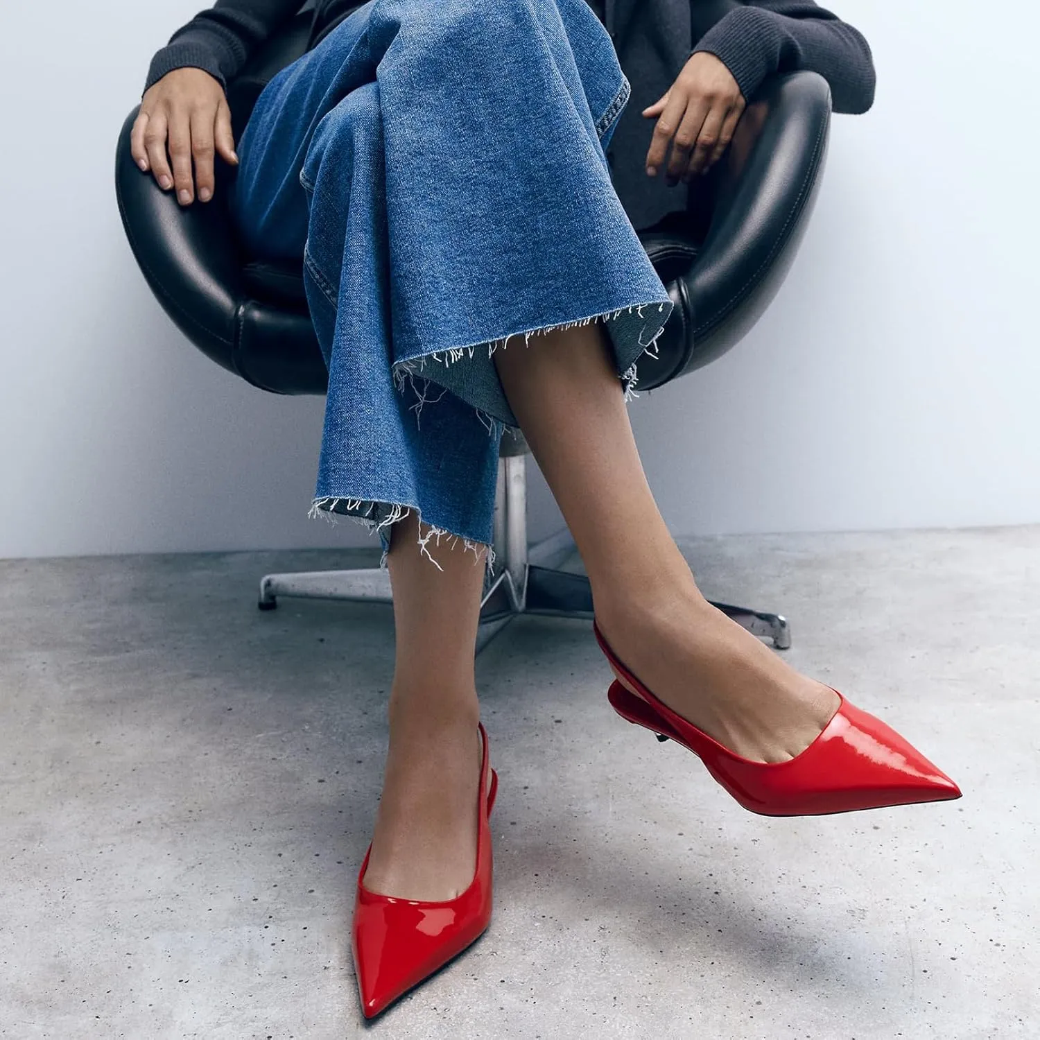 Metallic Heel Slingback Kitten Heels for Women Slip On Pointed Toe Pumps Comfortable Casual Dress Work Shoes