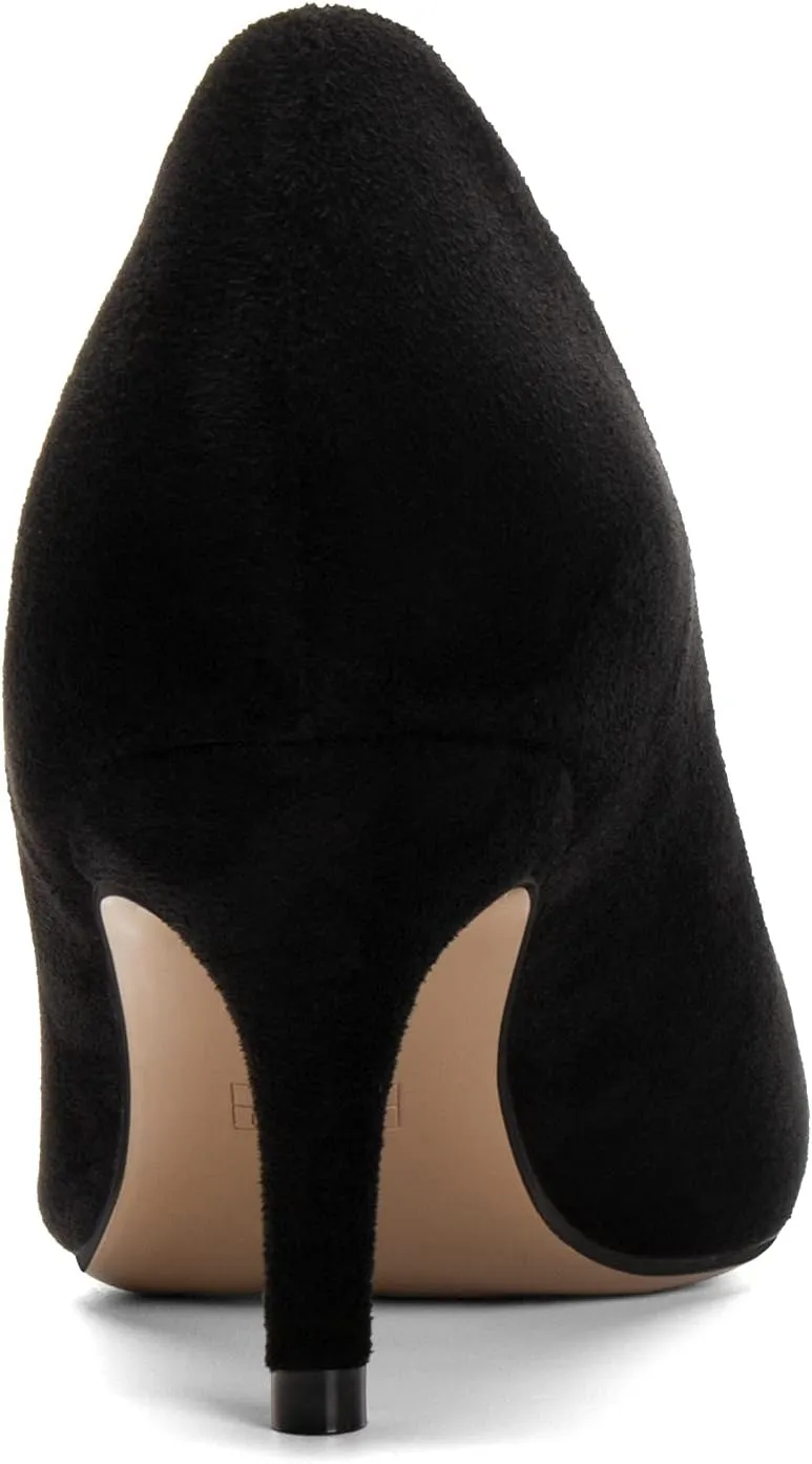 Mettesally Women's Kitten Heel Pumps Round Close Toe Mid Heels Slip On Heeled Classic Dress Daily Shoes