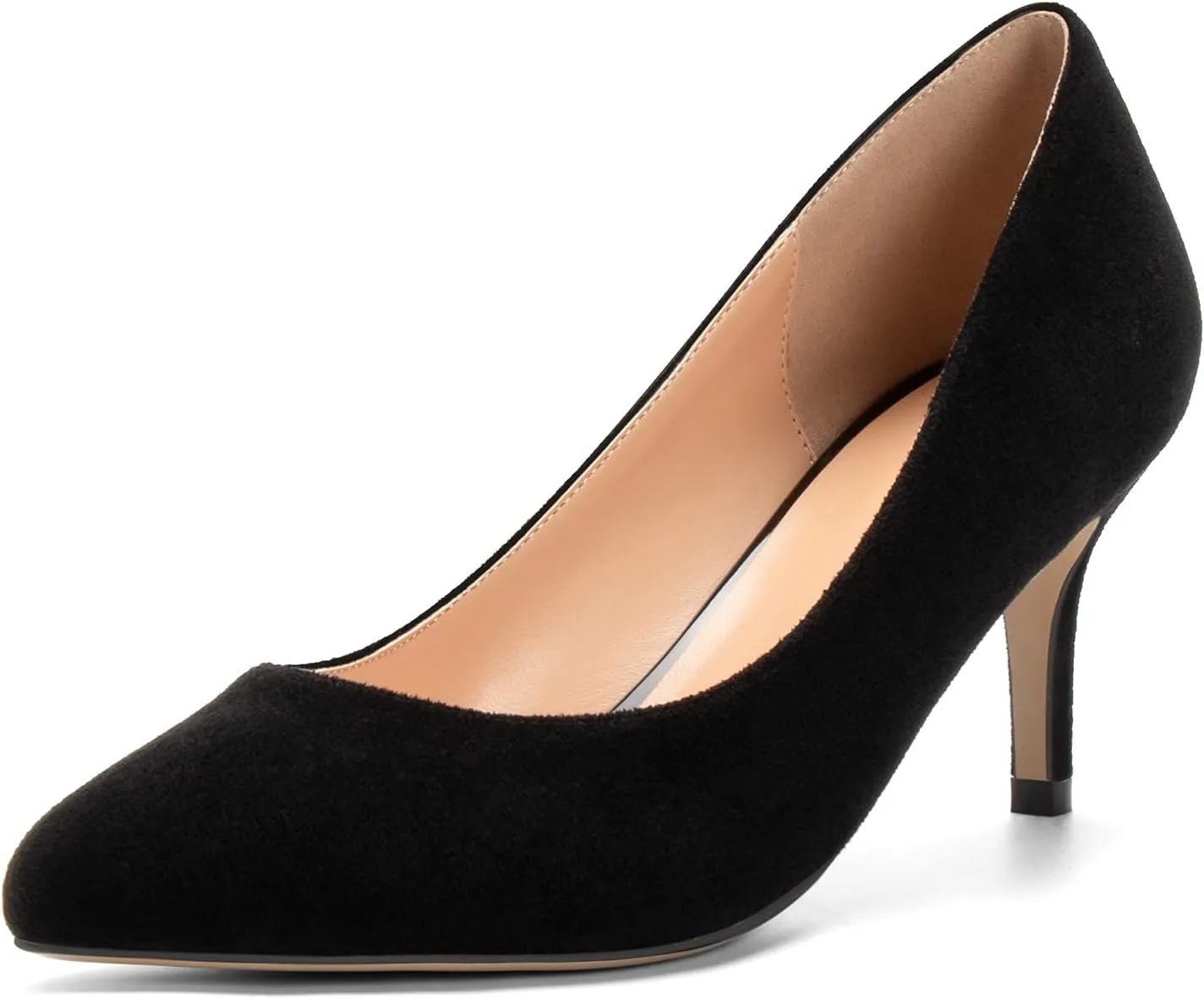 Mettesally Women's Kitten Heel Pumps Round Close Toe Mid Heels Slip On Heeled Classic Dress Daily Shoes