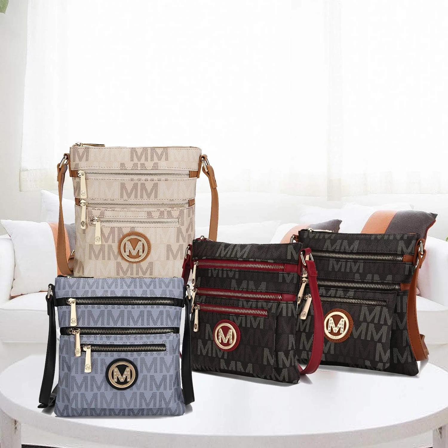 Mia K Women's Crossbody Handbag, PU Leather Adjustable Strap, Side Crossover Bag, Shoulder Bag
