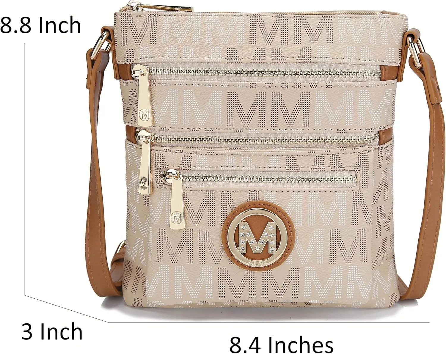 Mia K Women's Crossbody Handbag, PU Leather Adjustable Strap, Side Crossover Bag, Shoulder Bag