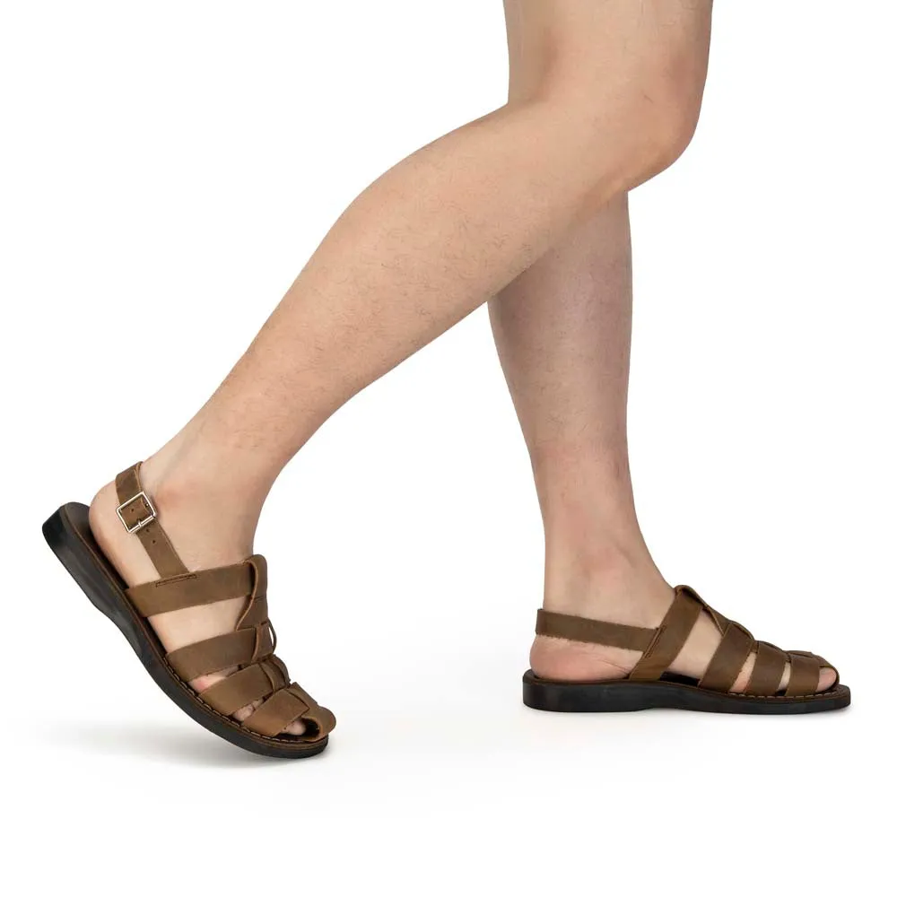 Michael - Closed Toe Leather Fisherman Sandal | Oiled Brown