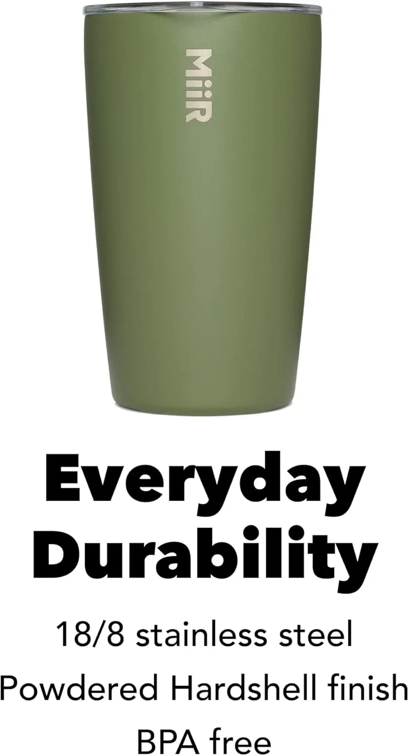MiiR Tumbler, 12oz Insulated Stainless Steel with Press Fit Slide Lid – Splash Proof Design, Holds Hot & Cold Beverages, Stylish & Functional Cup Holder Compatible