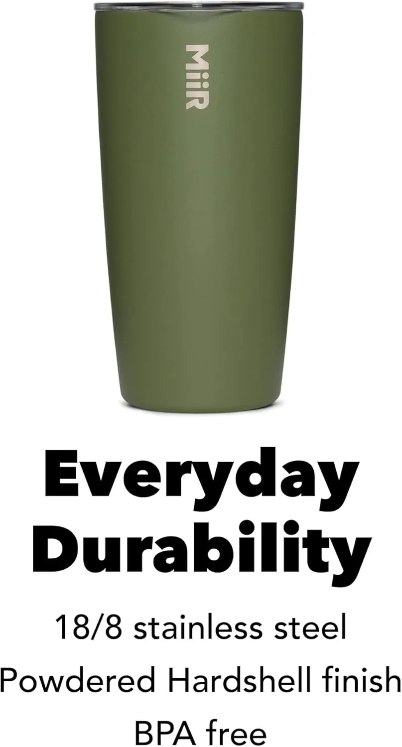 MiiR Tumbler, 16oz Insulated Stainless Steel with Press Fit Slide Lid – Splash Proof Design, Holds Hot & Cold Beverages, Stylish & Functional Cup Holder Compatible