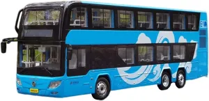 Miniatures Car Models 1 43 Scale for Double Decker Bus Auspicious Cloud Blue Painting Alloy Diecast Simulation Model Collection, MINGZHEN007