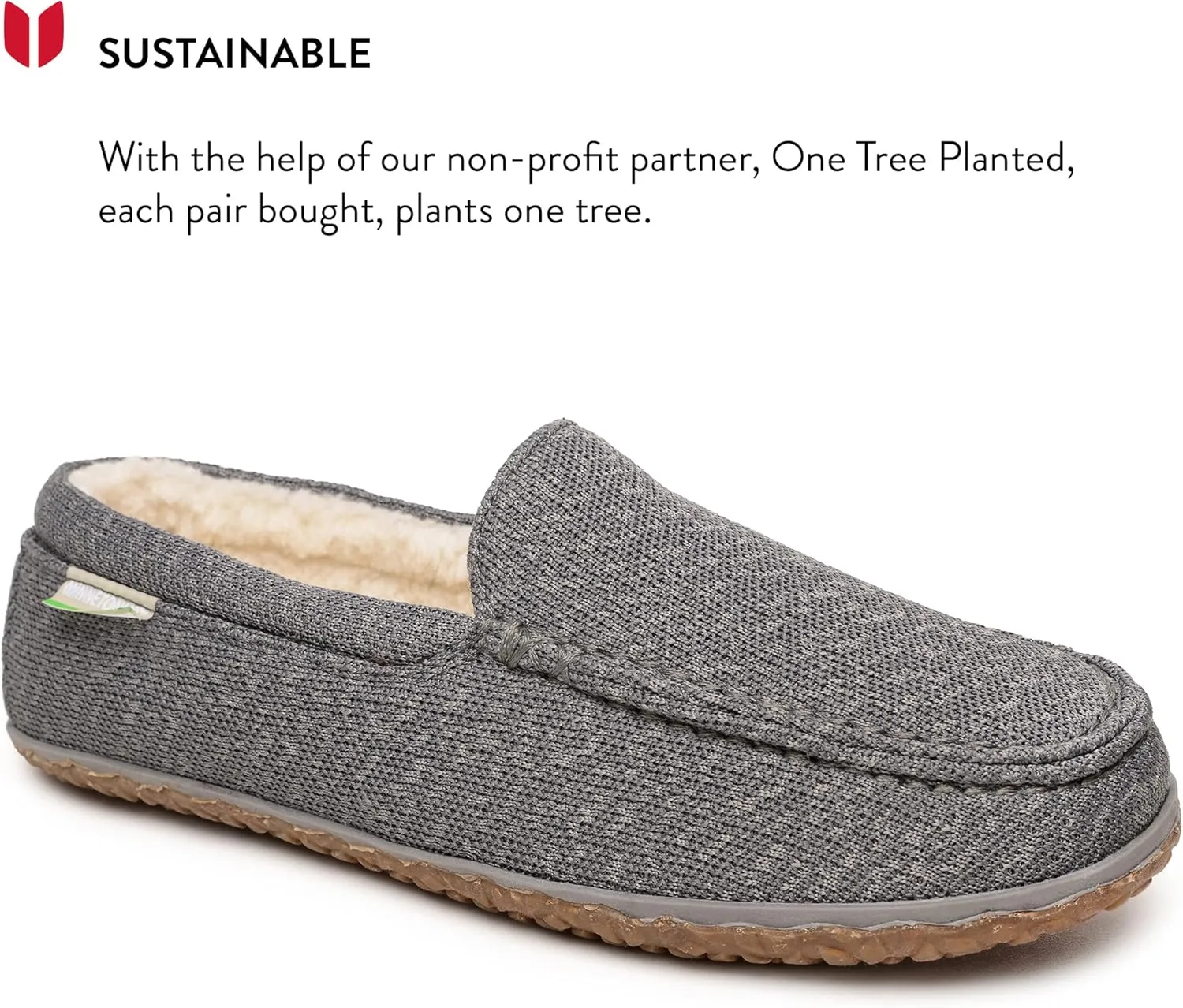 Minnetonka Men’s Ecowise Elm - Slip-On Casual Loafers Designed with Recycled Berber Lining, Removable Contoured Footbed, MinnTREAD Rubber with Rice Husk Sole, and Repurposed Fabric Upper