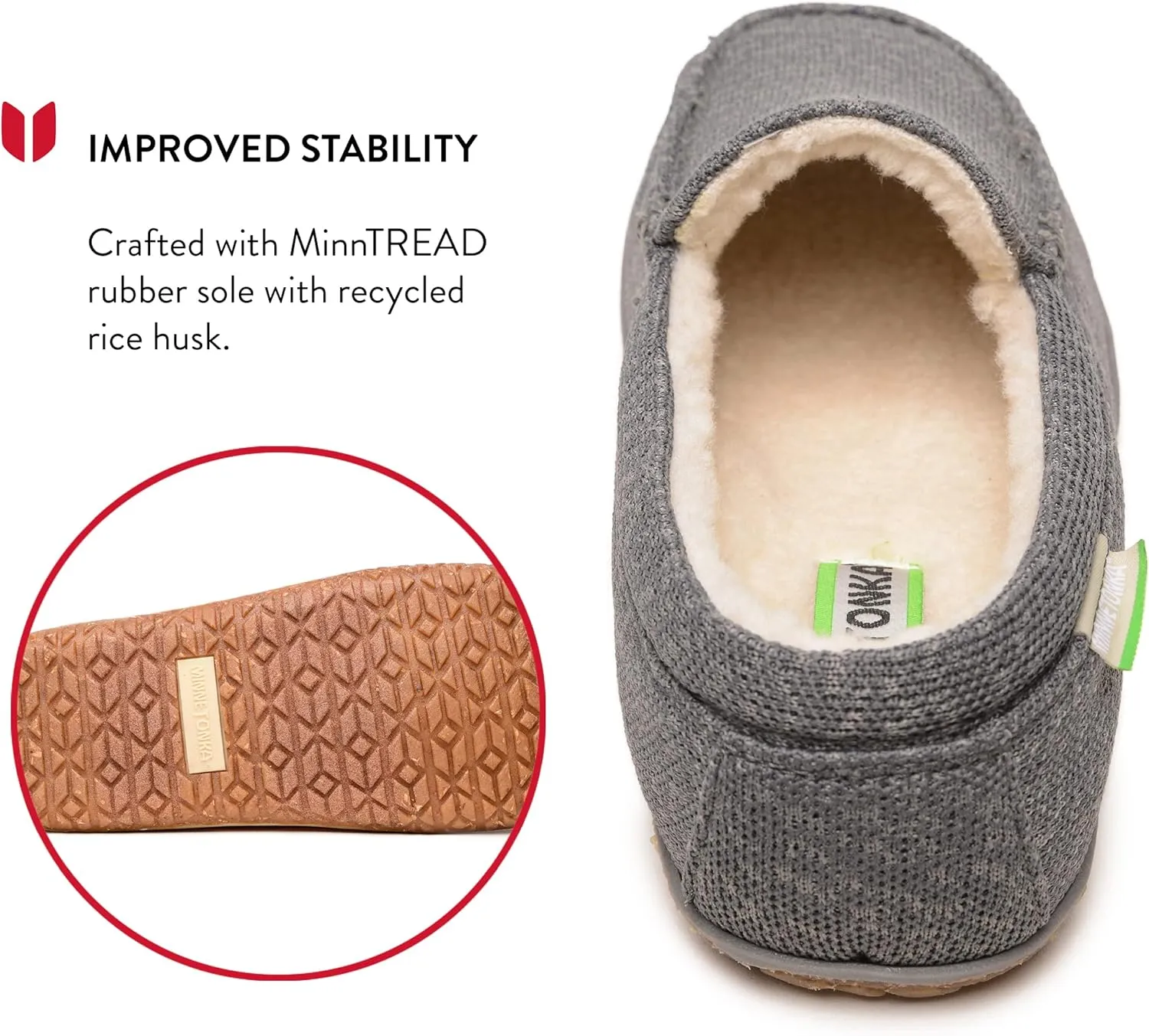 Minnetonka Men’s Ecowise Elm - Slip-On Casual Loafers Designed with Recycled Berber Lining, Removable Contoured Footbed, MinnTREAD Rubber with Rice Husk Sole, and Repurposed Fabric Upper