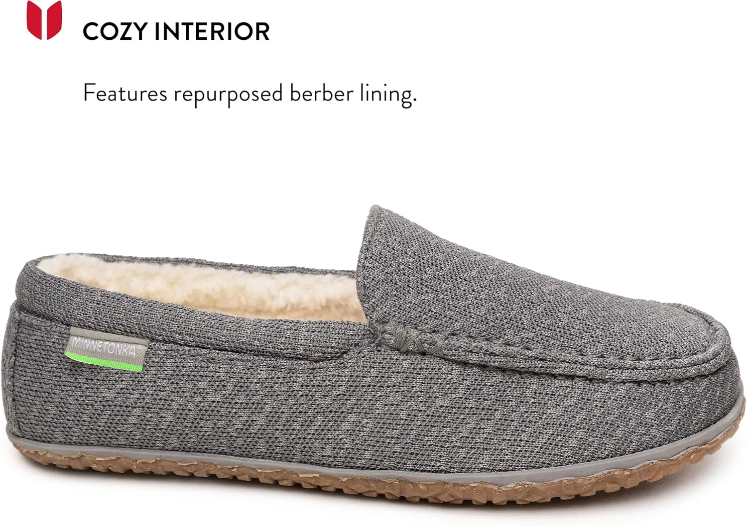 Minnetonka Men’s Ecowise Elm - Slip-On Casual Loafers Designed with Recycled Berber Lining, Removable Contoured Footbed, MinnTREAD Rubber with Rice Husk Sole, and Repurposed Fabric Upper