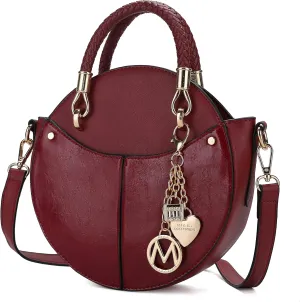 MKF Collection Stylish Round Crossbody Bag for Women – PU Leather Wristlet Handbag, Fashion Circle Messenger Purse by Mia K