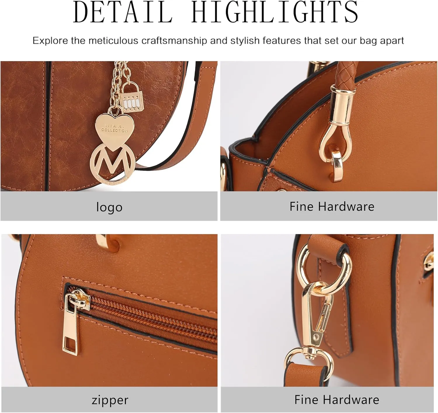 MKF Collection Stylish Round Crossbody Bag for Women – PU Leather Wristlet Handbag, Fashion Circle Messenger Purse by Mia K