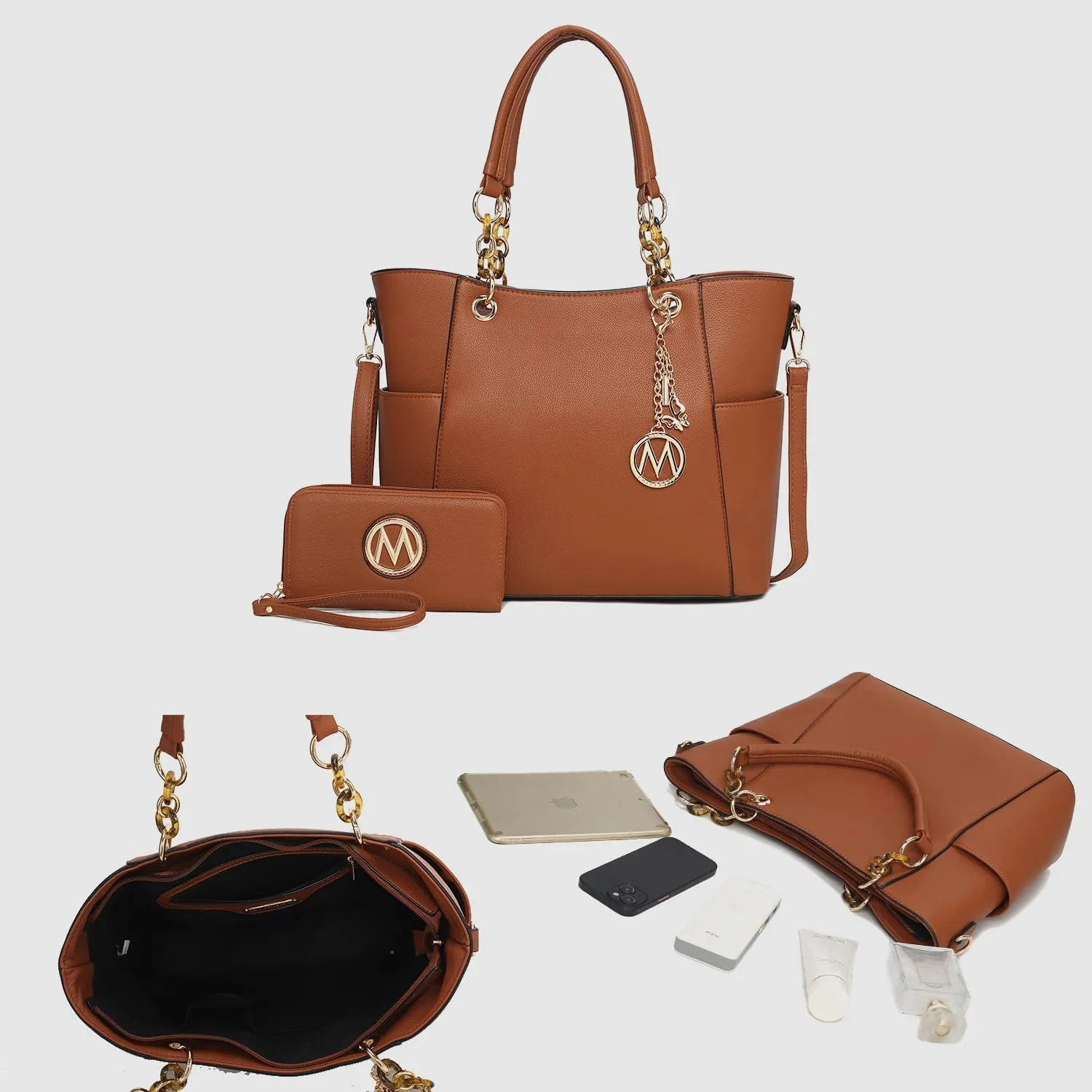 MKF Collection Tote Bag for Women, Handbag Set with Wallet-Top-Handle- Vegan Leather Purse