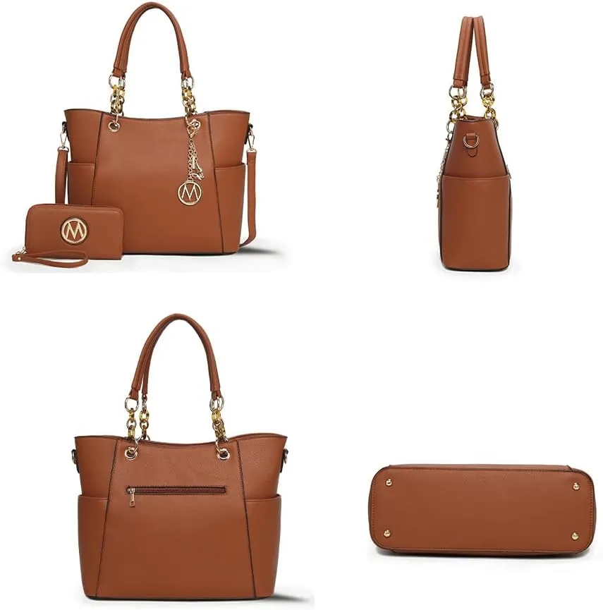 MKF Collection Tote Bag for Women, Handbag Set with Wallet-Top-Handle- Vegan Leather Purse