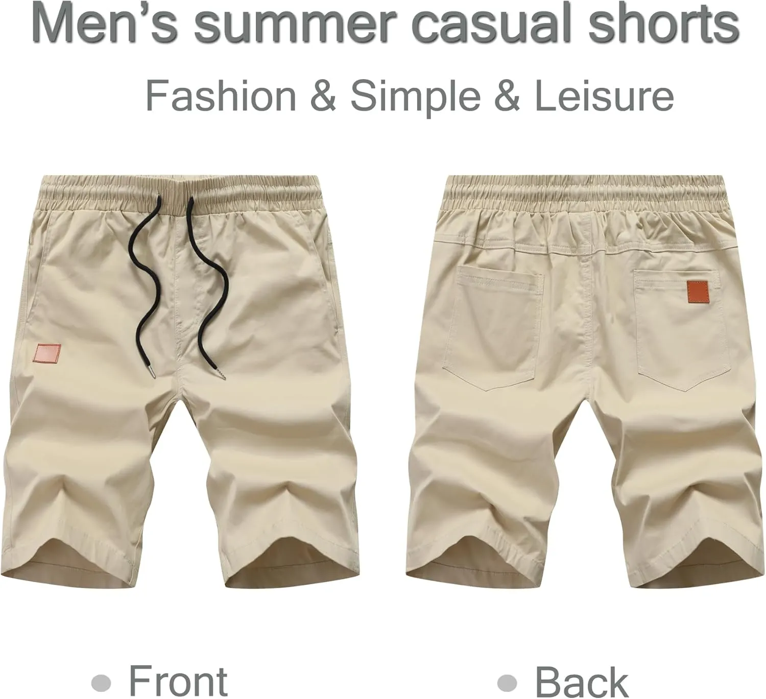 MO GOOD Mens Casual Shorts-Summer Beach Leisure Shorts, Stretch Golf Pants, Elastic Waist Drawstring Shorts with Pockets