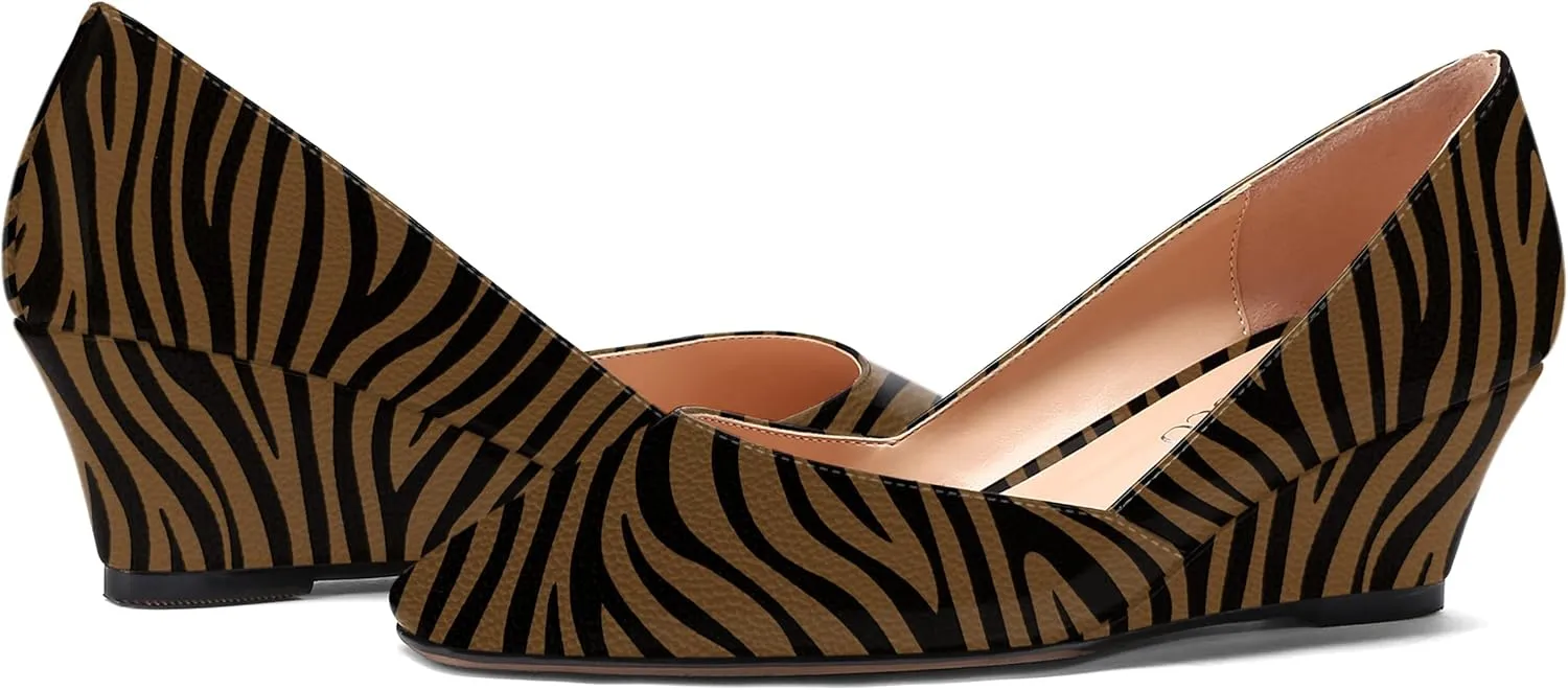 MODENCOCO Women's Patent Casual Slip On Square Toe Office Wedge Low Heel Pumps Shoes 2 Inch