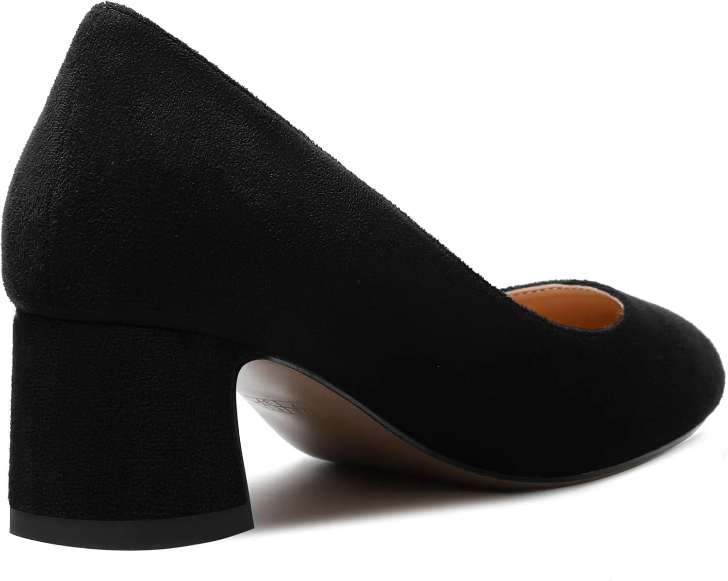 MODENCOCO Womens Suede Slip On Comfortable Formal Round Toe Office Chunky Low Heel Pumps Dress Shoes 2 Inch