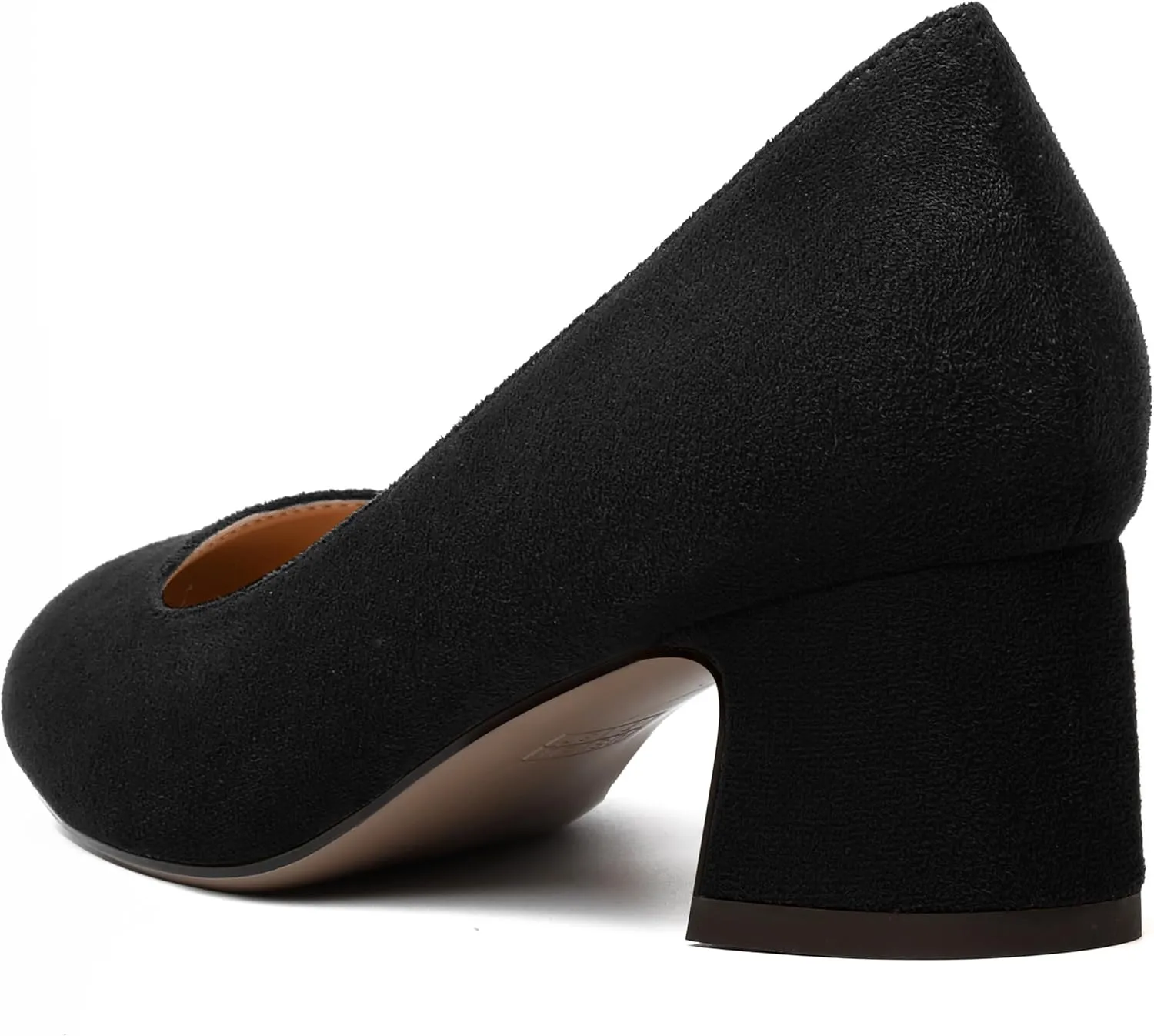 MODENCOCO Womens Suede Slip On Comfortable Formal Round Toe Office Chunky Low Heel Pumps Dress Shoes 2 Inch
