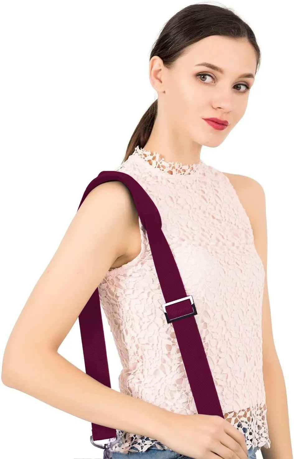 MOSISO 56 inch Shoulder Strap, Adjustable Thick Soft Universal Replacement Non-Slip Fit Padded with Metal Swivel Hooks for Laptop Shoulder Bag/Laptop Messenger Bag/Crossbody Bag, Wine Red