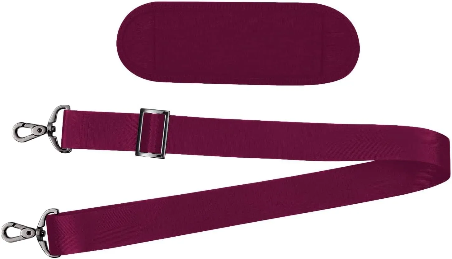 MOSISO 56 inch Shoulder Strap, Adjustable Thick Soft Universal Replacement Non-Slip Fit Padded with Metal Swivel Hooks for Laptop Shoulder Bag/Laptop Messenger Bag/Crossbody Bag, Wine Red