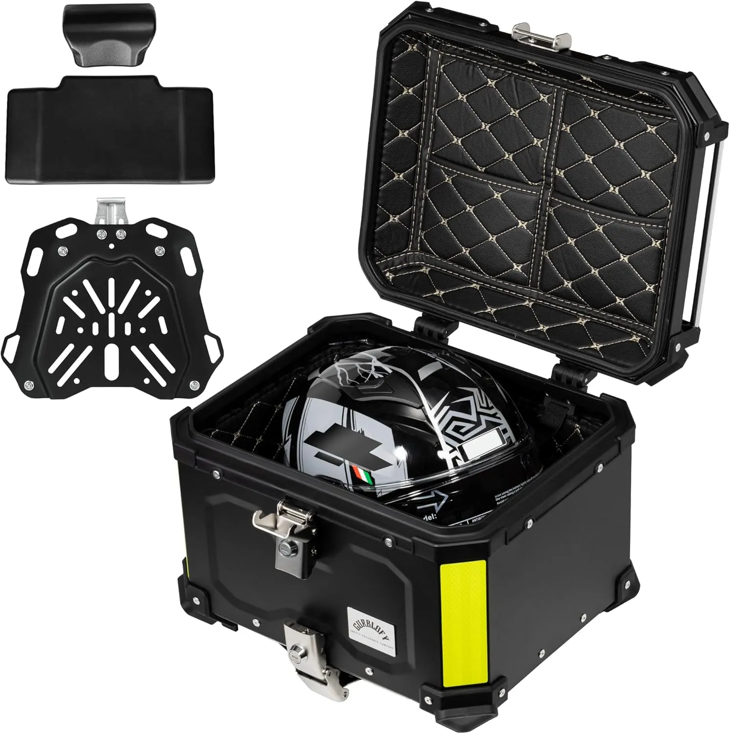 Motorcycle Top Case, 45L Aluminum Motorcycle Trunk, Tail Box Bag with Anti-Theft Lock System, Waterproof, Rustproof and Dustproof, Easy Installation with Universal Bracket, Black