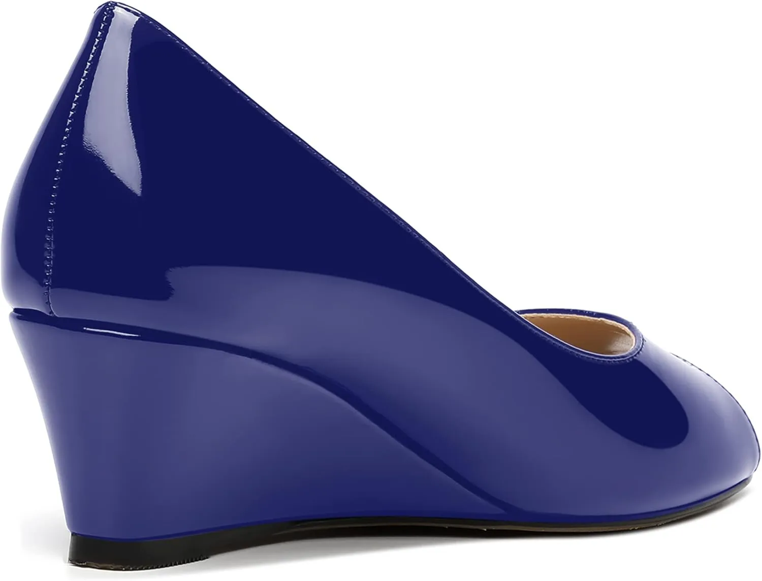 MOVINSTEPS Womens Patent Peep Toe Fashion Slip On Party Open Toe Wedge Low Heel Pumps Shoes 2 Inch