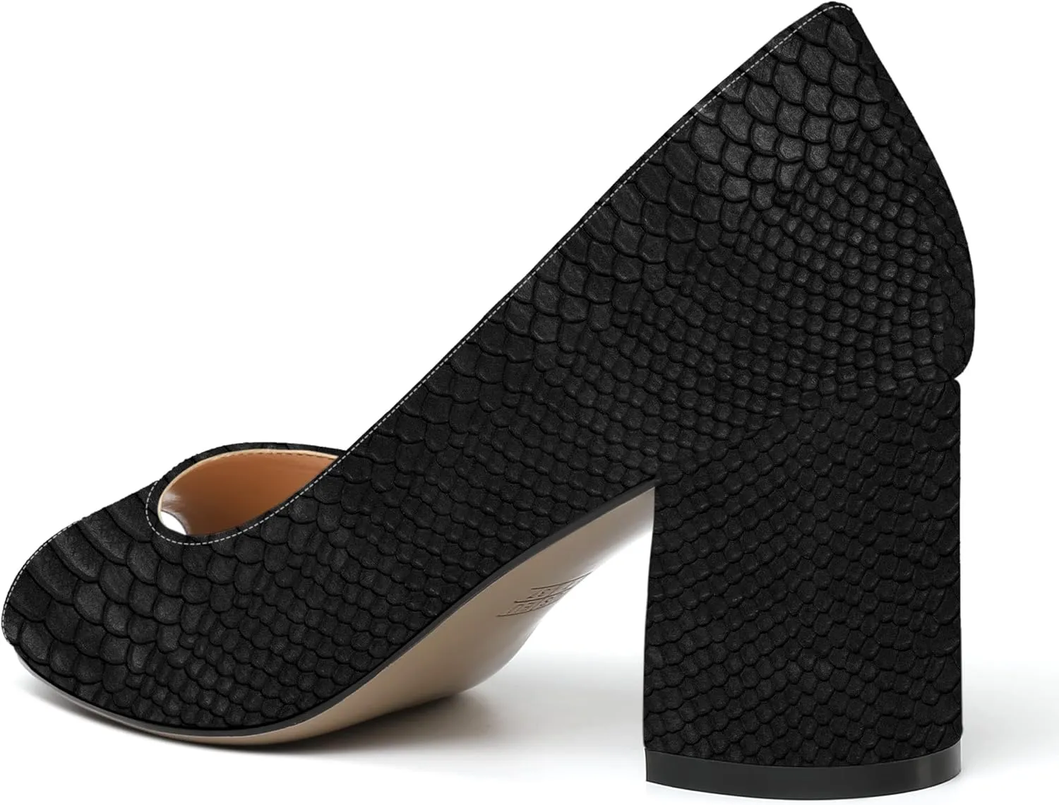 MOVINSTEPS Womens Slip On Dating Peep Toe Dress Patent Block Mid Heel Pumps Shoes 2.5 Inch