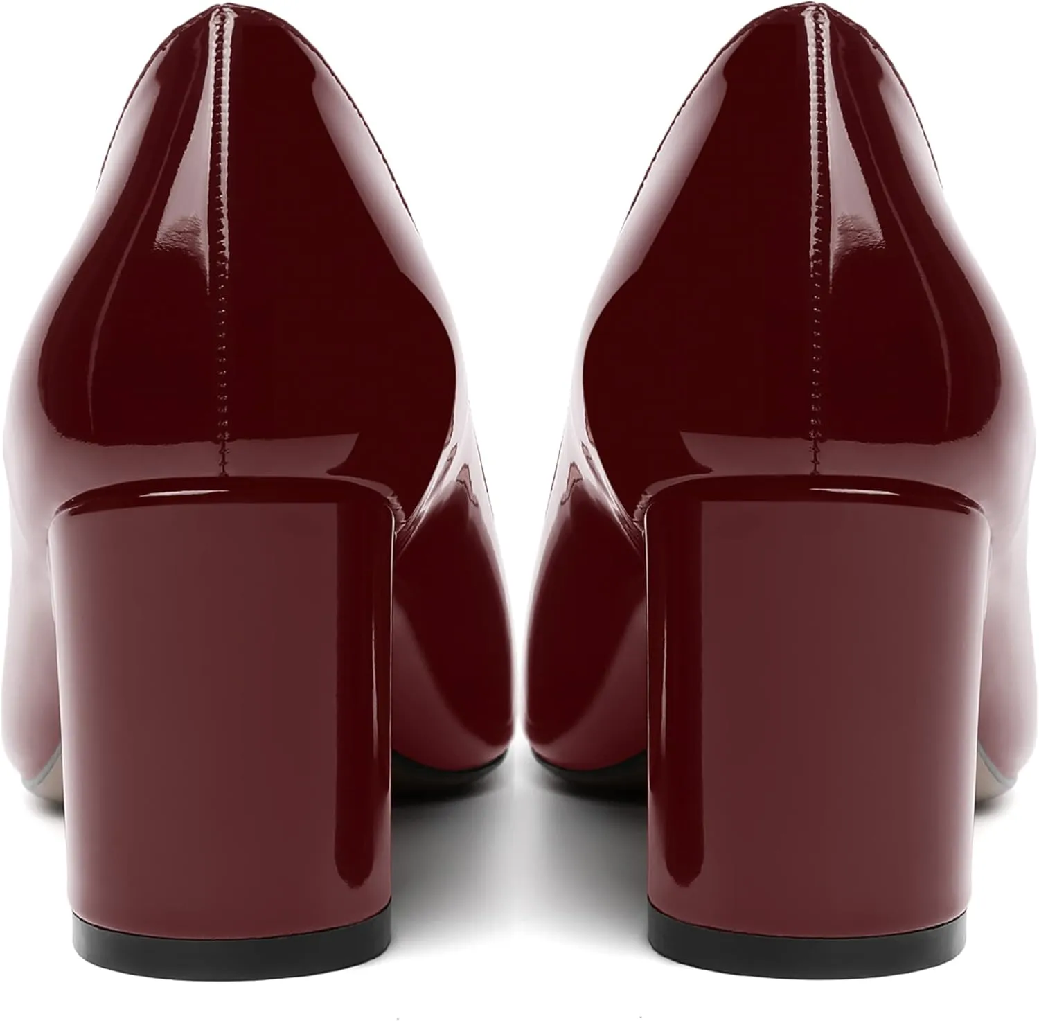 MOVINSTEPS Womens Slip On Dating Peep Toe Dress Patent Block Mid Heel Pumps Shoes 2.5 Inch