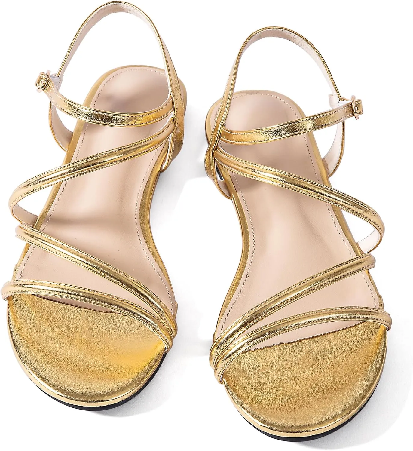 Mtzyoa Women Flat Sandals Dressy Strappy Gladiator Summer Ankle Strap Nude Open Toe Comfortable Wedding Casual Leather Ladies Party Trendy Vacation