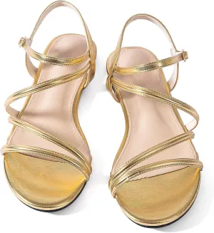 Mtzyoa Women Flat Sandals Dressy Strappy Gladiator Summer Ankle Strap Nude Open Toe Comfortable Wedding Casual Leather Ladies Party Trendy Vacation