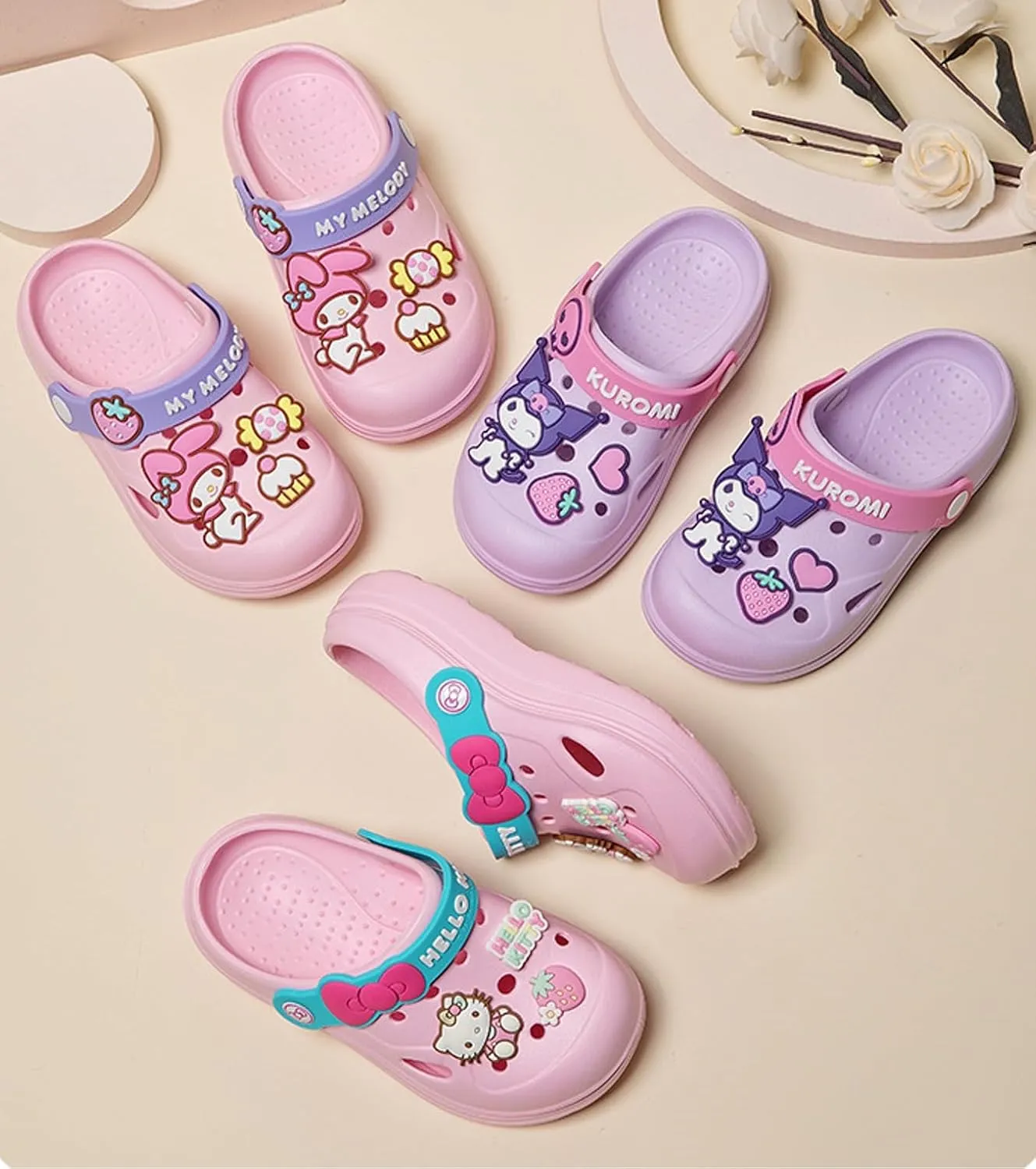 My Melody Cake Sweet Clogs Slip on Water Shoes Casual Summer for Girls Kids Children