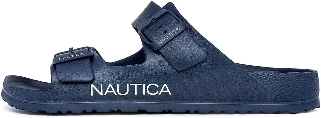 Nautica Men's EVA Double Buckle Slide Sandals - Adjustable Waterproof Slip-On Comfort Shoes for Casual Wear, Beach, and Poolside