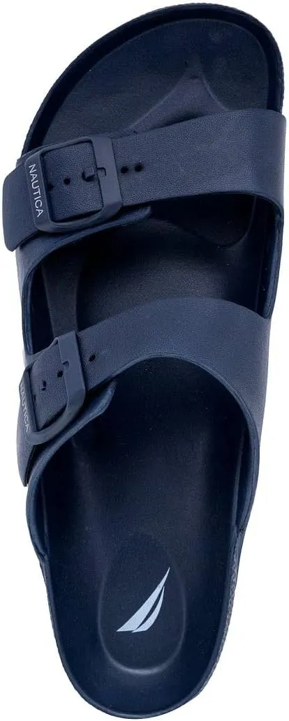 Nautica Men's EVA Double Buckle Slide Sandals - Adjustable Waterproof Slip-On Comfort Shoes for Casual Wear, Beach, and Poolside