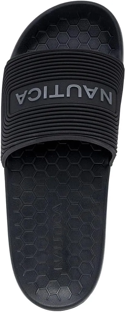 Nautica Men's Slide Sandals – Comfortable Slip-On Pool & Beach Shoes with Cushioned Footbed for Casual Wear