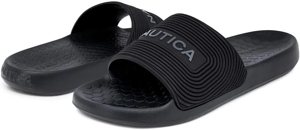 Nautica Men's Slide Sandals – Comfortable Slip-On Pool & Beach Shoes with Cushioned Footbed for Casual Wear