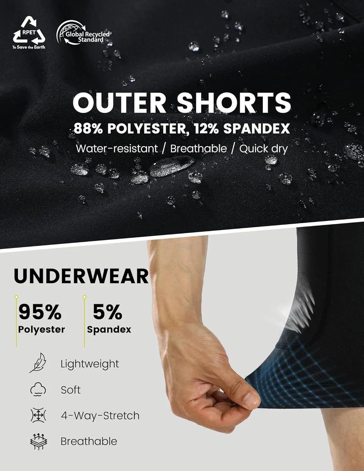 Nepest Mens Mountain Bike Shorts 3D Padded MTB Shorts Bicycle Biking Biker Baggy Cycling Shorts with Zipper Pockets