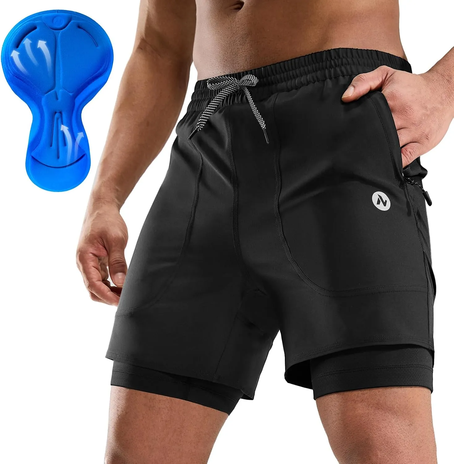 Nepest Mens Mountain Bike Shorts 3D Padded MTB Shorts Bicycle Biking Biker Baggy Cycling Shorts with Zipper Pockets