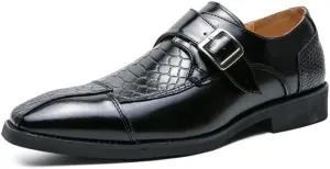 New Oxford Dress Shoes for Men Slip On Monk Strap Crocodile Print Faux Leather Rubber Sole Anti-Slip Non Slip Outdoor