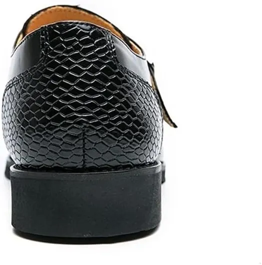 New Oxford Dress Shoes for Men Slip On Monk Strap Crocodile Print Faux Leather Rubber Sole Anti-Slip Non Slip Outdoor