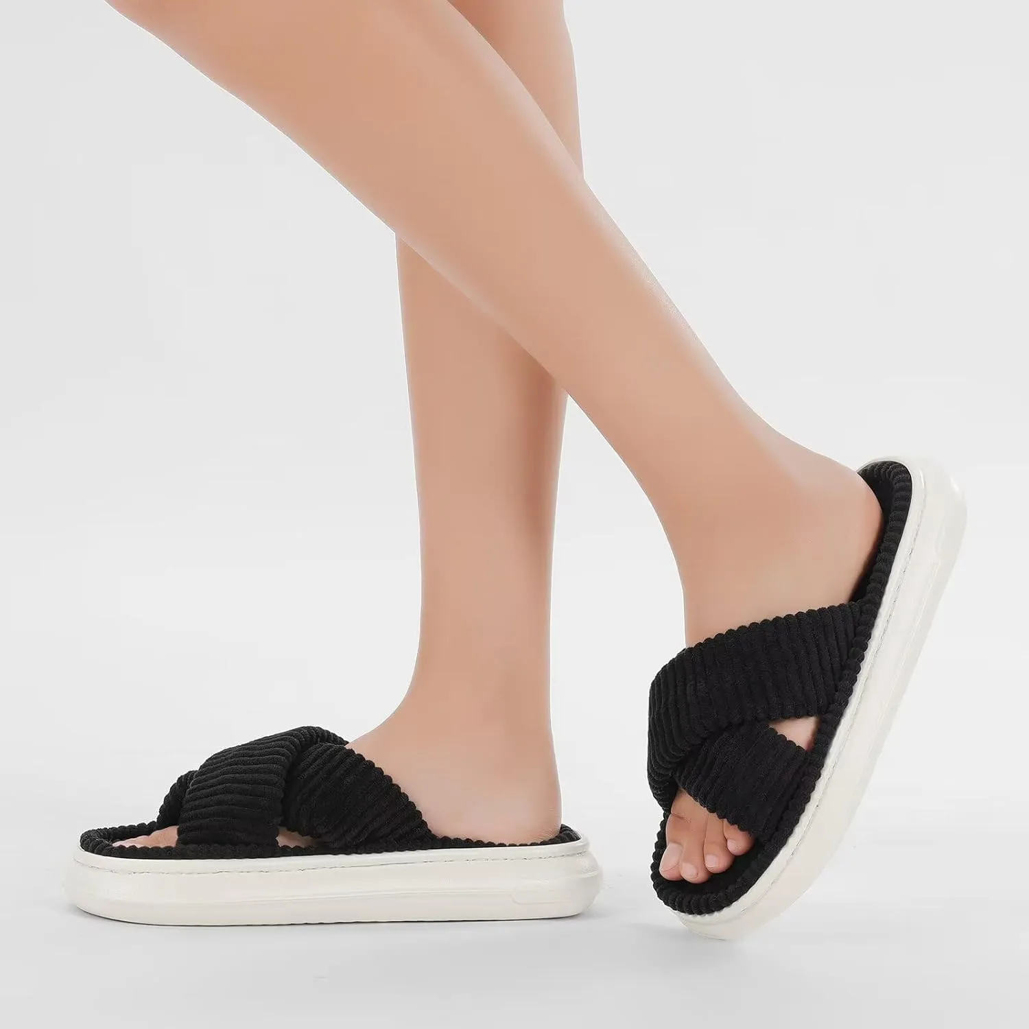 NineCiFun Platform Slippers for Women Indoor and Outdoor Women's Summer Slippers Open Toe Slide House Bedroom Shoes