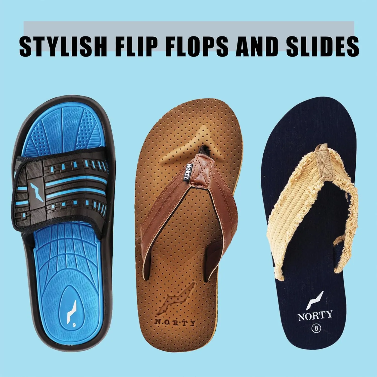 NORTY Big Boy's Slide Sandals and Thongs for Beach and Boats - Kids Flip Flops