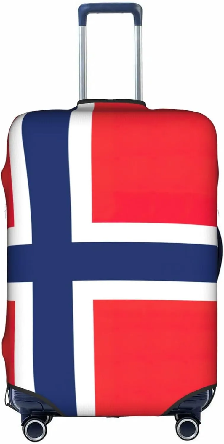 Norwegian Flag Print Luggage Cover For Suitcases, Elastic Travel Bag For Luggage, Stylish Design