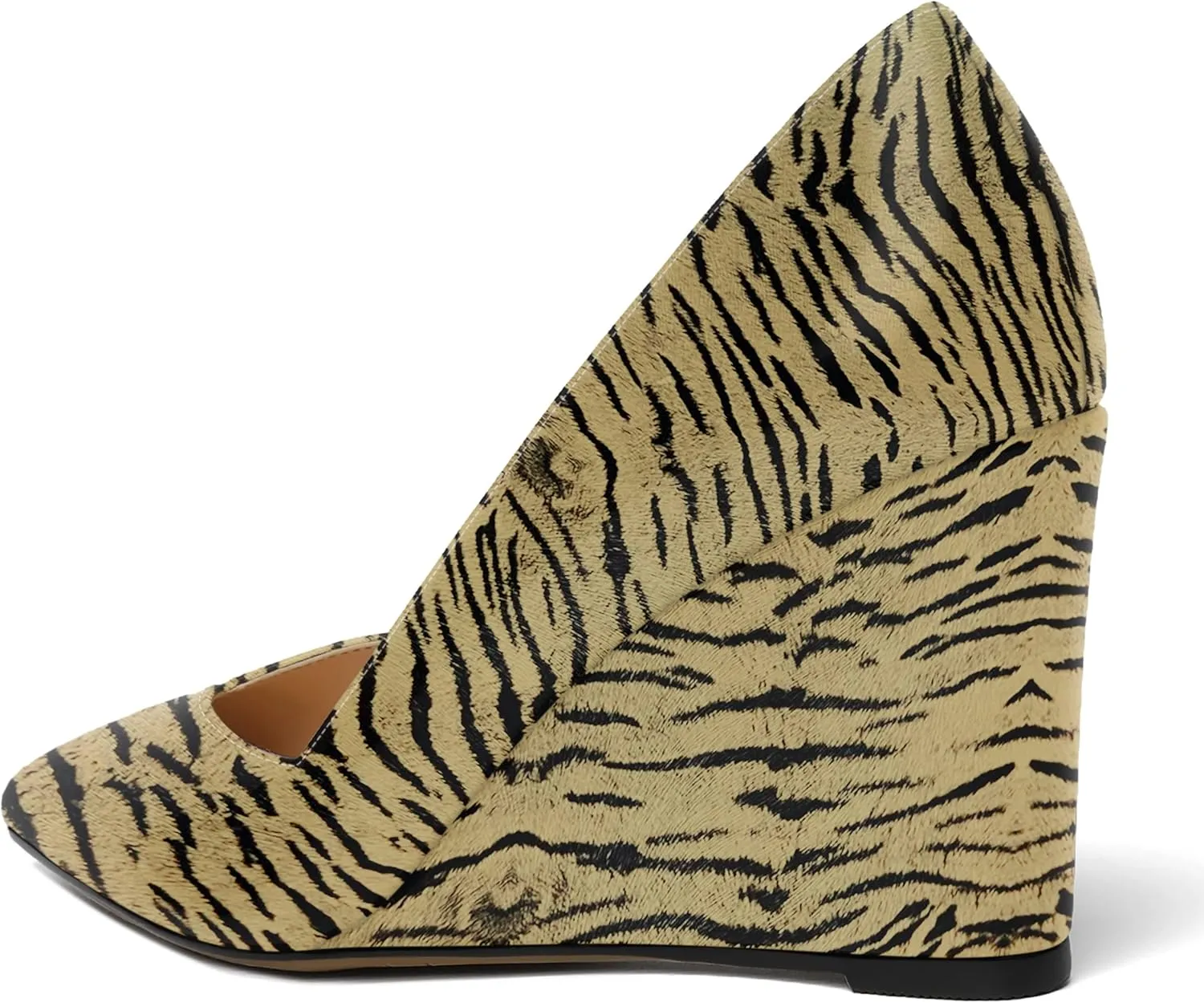 NUMALEO Womens Patent Slip On Casual Solid Pointed Toe Office Wedge High Heel Pumps Shoes 3.3 Inch