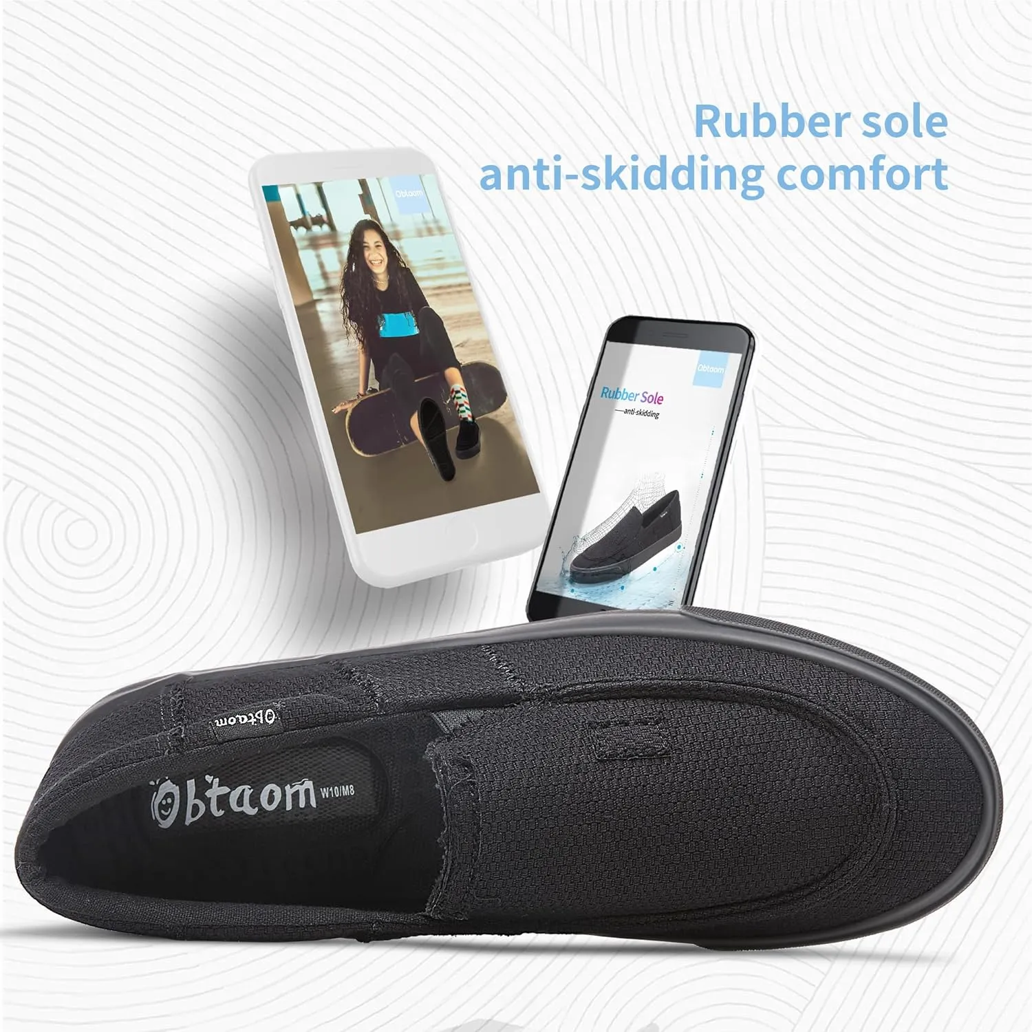 Obtaom Slip On Shoes Canvas Slip On Sneakers Comfy Arch Support Loafers Casual Canvas Fashion Sneaker