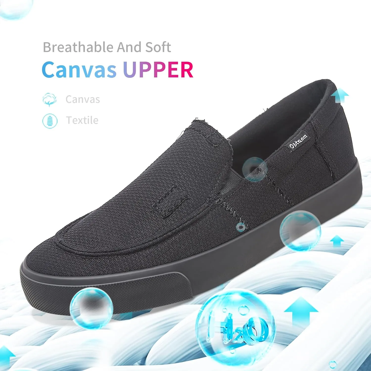 Obtaom Slip On Shoes Canvas Slip On Sneakers Comfy Arch Support Loafers Casual Canvas Fashion Sneaker