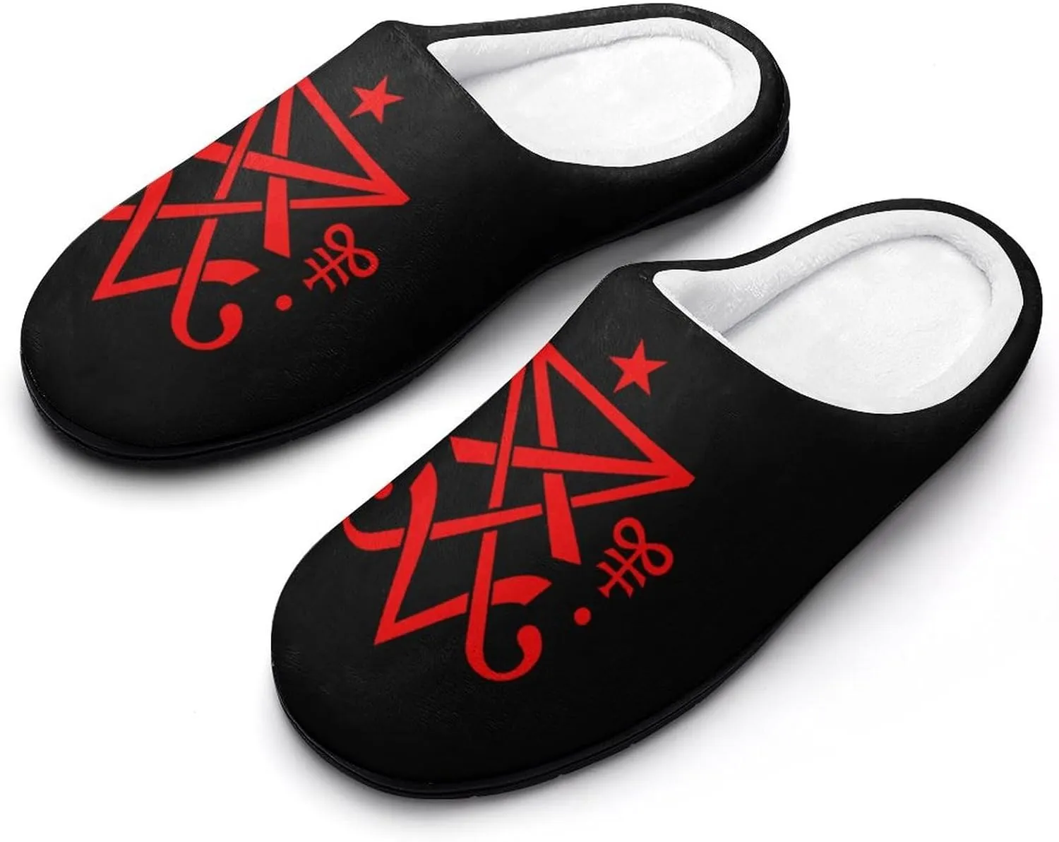 Occult Sigil of Lucifer Soft Warm Cotton Slippers for Women Flannel Home Shoes House Shoes Non-Slip Washable